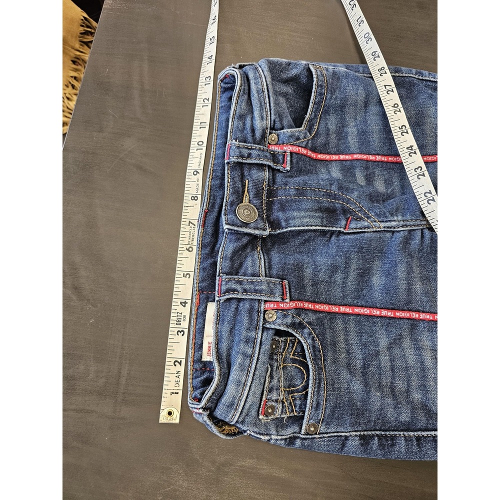 True Religion Jeans Womens 26 Blue Jennie Curvy Mid Rise Skinny Red Trim Denim - Picture 2 of 8